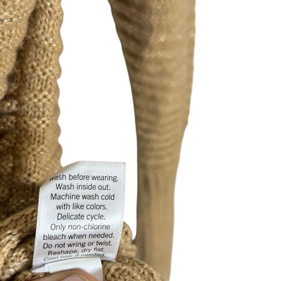 Nine West Ribbed Knit Crew Neck Long Sleeve Pullover Tunic Sweater Beige Medium - Picture 9 of 10